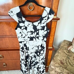 Black and White Floral Midi Dress